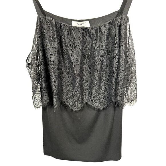 BAILEY/44 Women's Montage Lace Overlay Cold-Shoulder Top Black Size Small - NWT - Picture 4 of 11